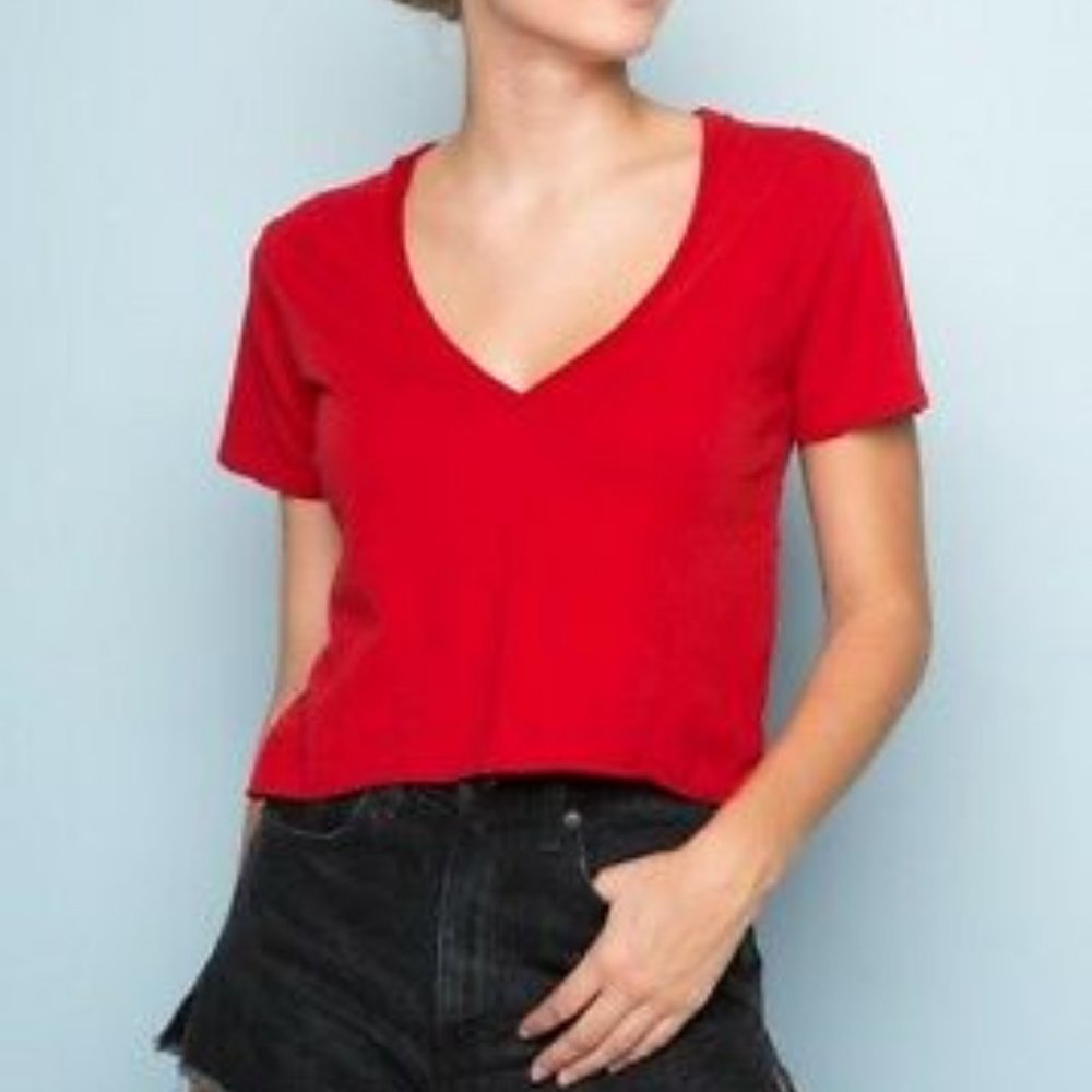 Brandy Melville Red V-Neck Top